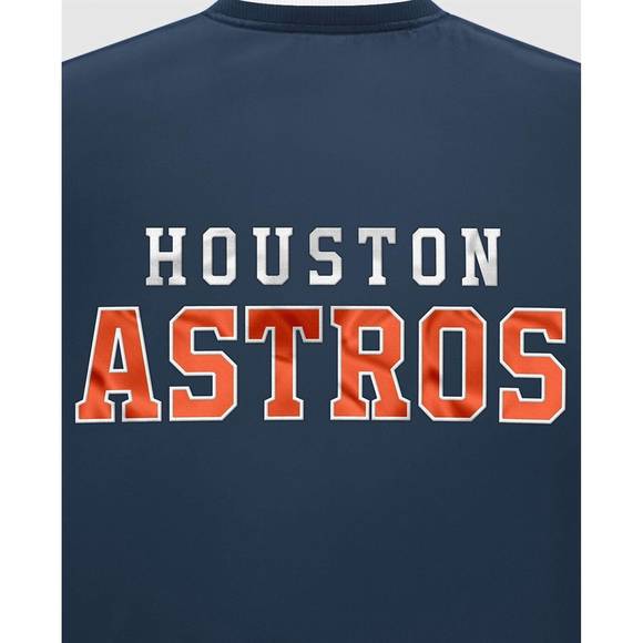 NEW STARTER men's houston astros varsity satin full-snap jacket in navy